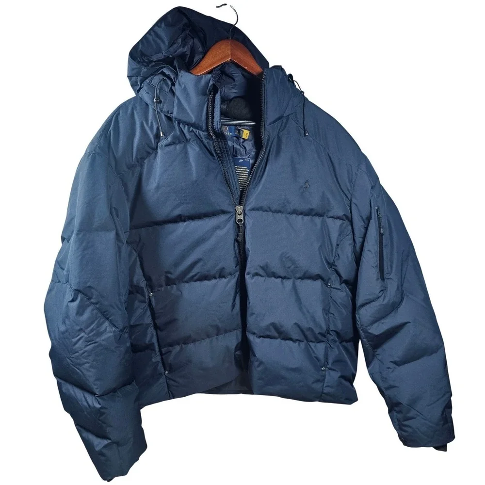 Polo Ralph Lauren Men's Navy Blue Down Puffer Jacket Hooded Ripstop 2XLT‎ NEW